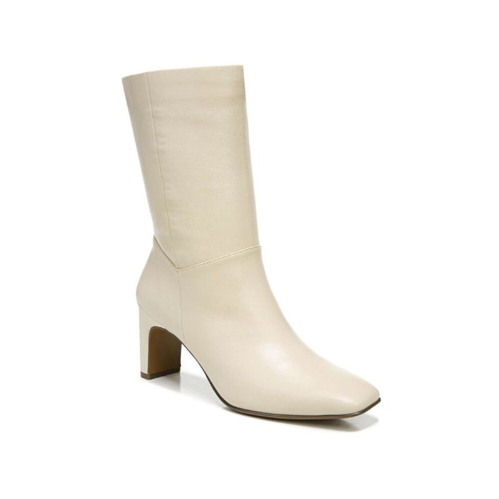 NATURALIZER Womens Beige Platt Square Toe Block Heel Leather Heeled Boots 10 M
